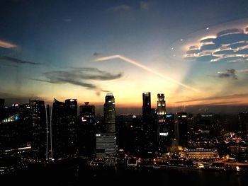 Illuminated cityscape at night