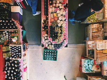 High angle view of objects at store