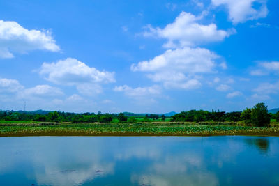 Scenic view of lake against sky