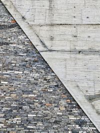 High angle view of brick wall