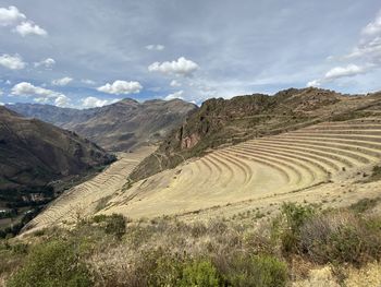 Scenic view of agricultural landscape against sky