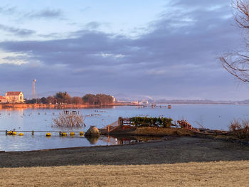 Scenic view of lake against sky