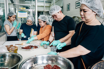 Group of people having food