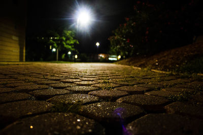 Illuminated street light at night