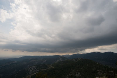 High angle view of mountains against sky