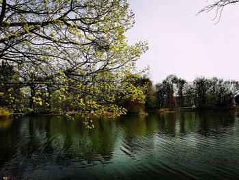 Scenic view of lake against clear sky