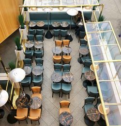 High angle view of seating area