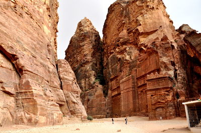 Low angle view of rock formations in petra