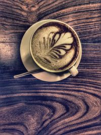 Directly above shot of cappuccino on table