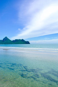 Scenic view of sea against cloudy sky