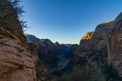 Scenic view of mountains against clear sky