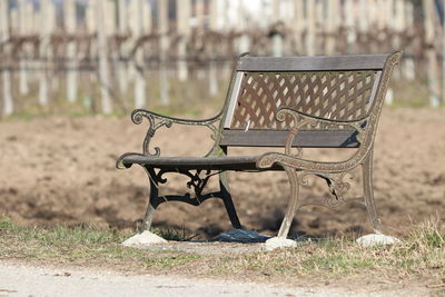 Empty bench in park