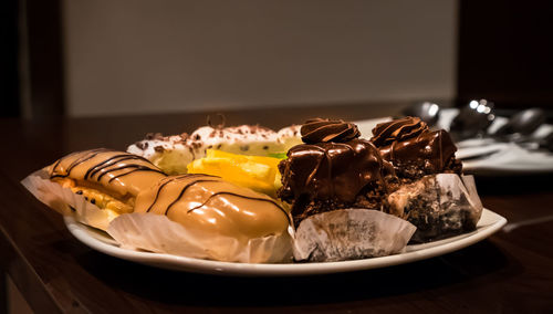 Close-up of dessert in plate on table