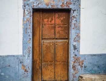 Closed door of old building