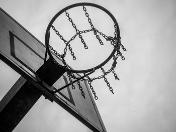 Low angle view of basketball hoop against sky