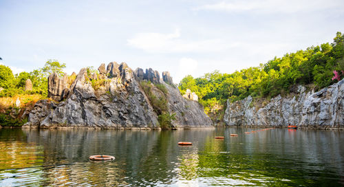 Scenic view of lake against sky