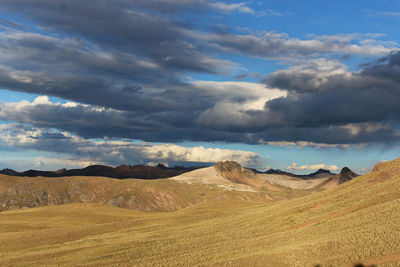 Panoramic view of landscape and mountains against sky