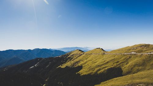 Scenic view of mountains against clear sky