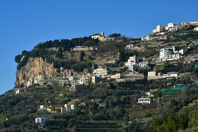 View of a village in the mountains of the amalfi coast in italy.