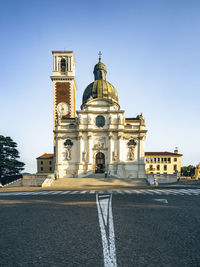 Central view on a historical church santuario della madonna di monte berico in vicenza, italy.