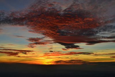 Scenic view of dramatic sky during sunset