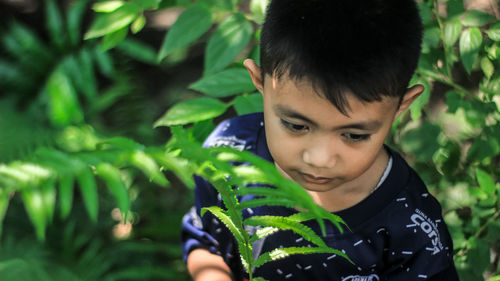 Portrait of boy outdoors