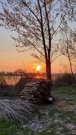 Scenic view of landscape against sky during sunset