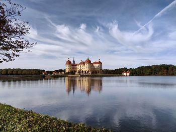 Reflection of building in lake