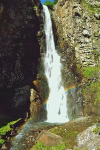 View of waterfall in forest