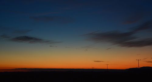 Scenic view of silhouette beach against sky during sunset