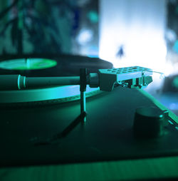 Close-up of piano keys on table