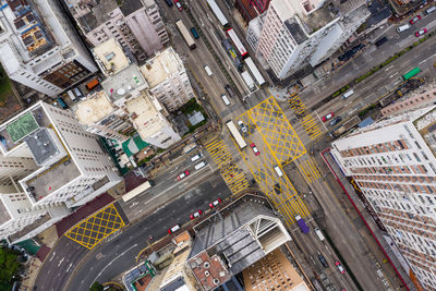 High angle view of street amidst buildings in city