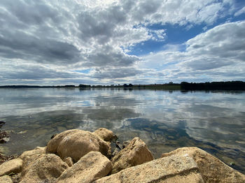 Scenic view of lake against sky