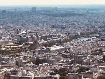 High angle view of buildings in city