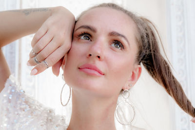 Close-up portrait of a young woman