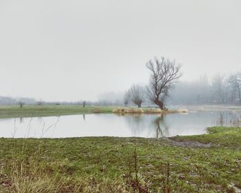 Scenic view of lake against sky