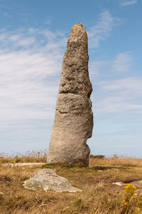 Menhir cam louis - megalithic monument in plouescat in brittany, france