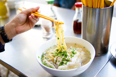 Cropped hand holding food