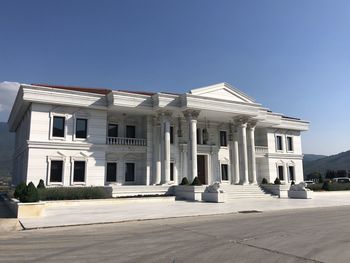 View of building against clear blue sky