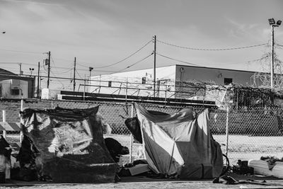 Homeless camp on street