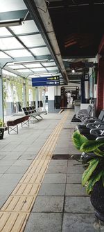 View of empty railroad station platform