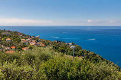 High angle view of sea against sky