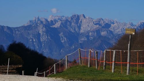 Scenic view of mountains against clear sky