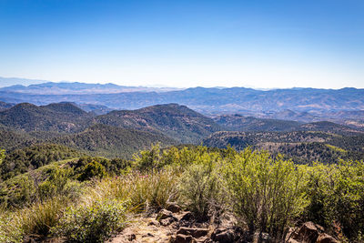 Scenic view of mountains against clear sky