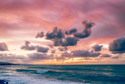 Scenic view of sea against sky during sunset