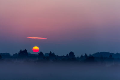 Scenic view of landscape against sky at sunset