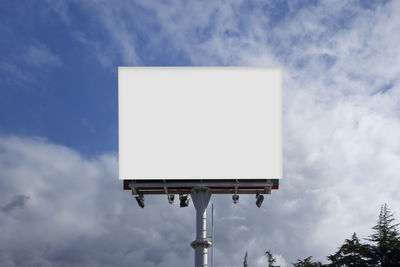 Low angle view of basketball hoop against sky