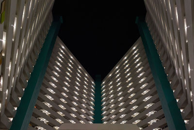 Low angle view of illuminated built structure