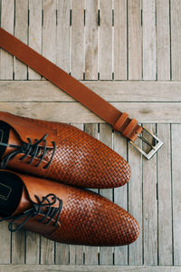 High angle view of shoes on table