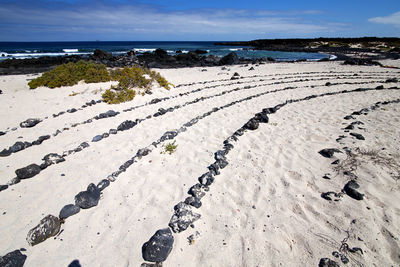 High angle view of beach against sky